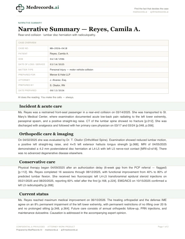 MVA Narrative Summary Sample