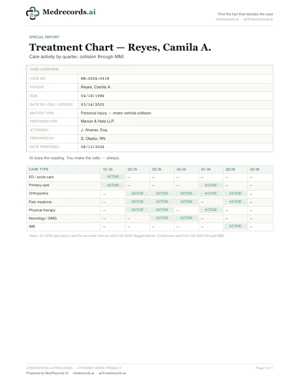 Treatment Chart Sample